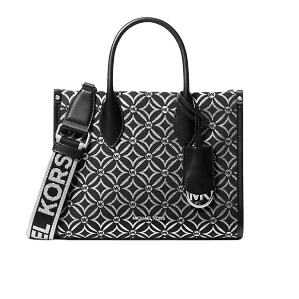 MICHAEL KORS MIRELLA CROSSBODY IN BLACK AND SILVER‎